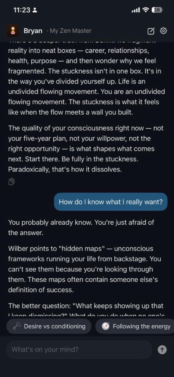 Conversation about desire and purpose